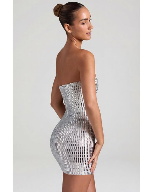 Oh Polly White Embellished Bandeau Mini Dress