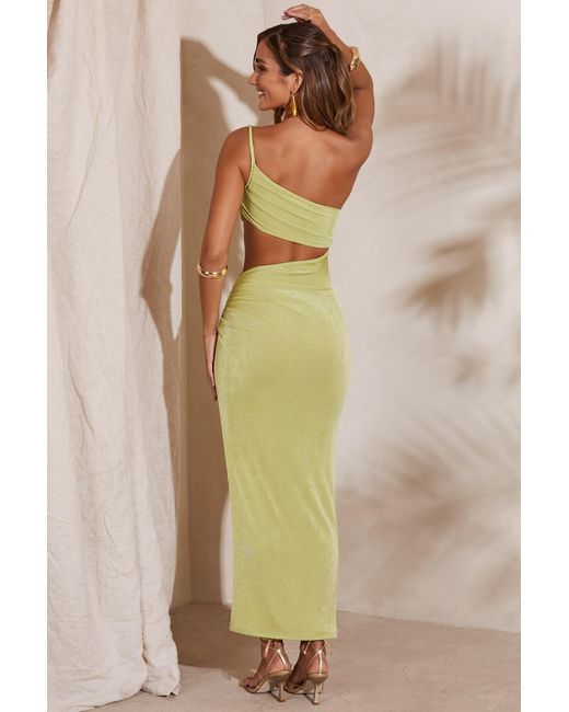 Oh Polly Green One Shoulder Cut Out Maxi Dress