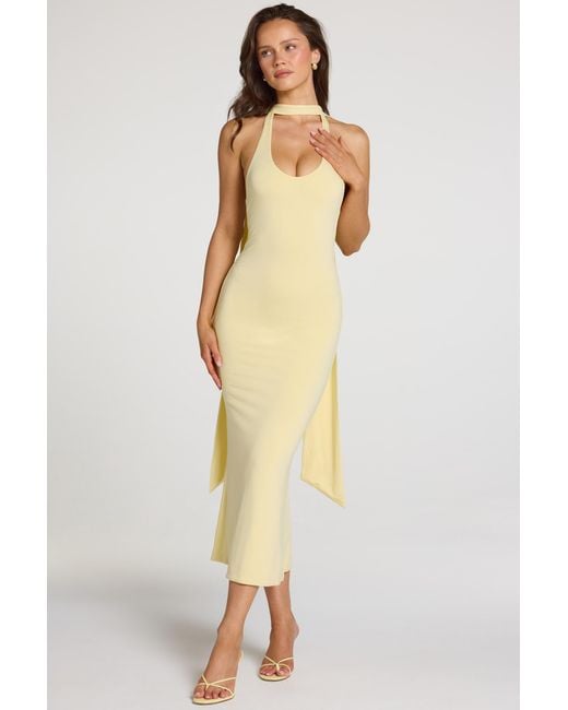 Oh Polly Yellow Modal Halterneck Midaxi Dress