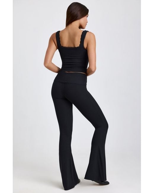 Oh Polly Black Ribbed Modal Lace-Trim Tank Top