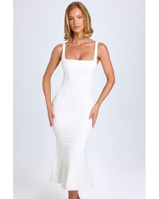 Women's White Lace-Trim Midaxi Dress