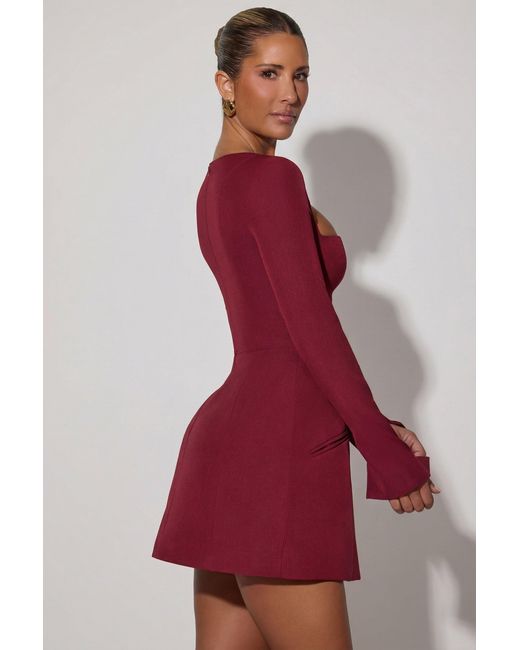 Oh Polly Square-Neck Structured Tulip Mini Dress