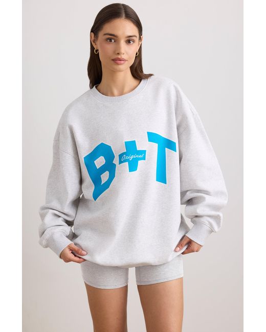BO+TEE Gray Oversized Crew Neck Sweatshirt