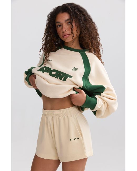 BO+TEE Natural Soft Cotton Jersey Elasticated Mini Shorts