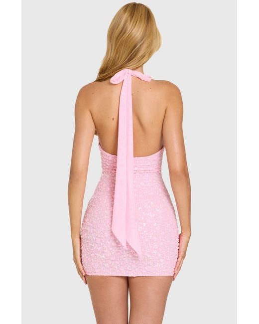 Oh Polly Pink Embellished Mini Dress