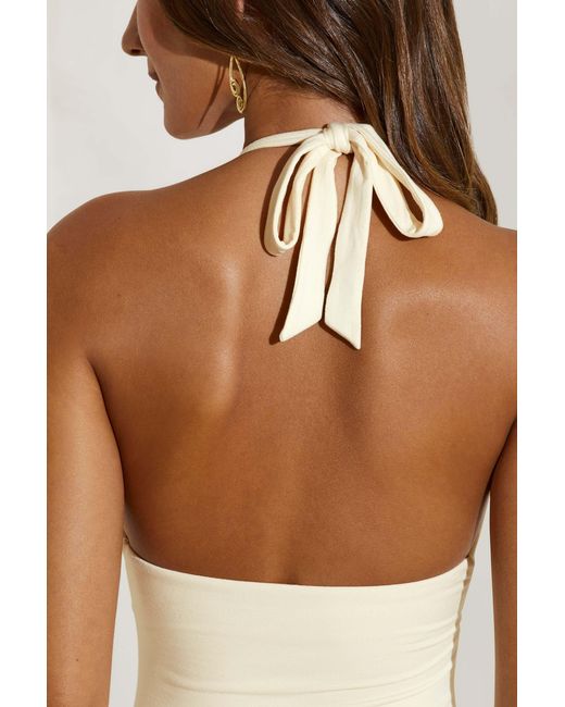 Oh Polly Natural High Split Halter Neck Maxi Dress