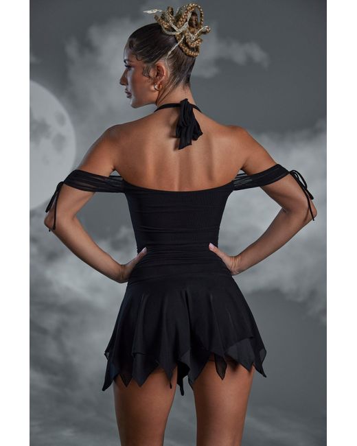 Oh Polly Black Lace Up Halter Neck Mini Dress