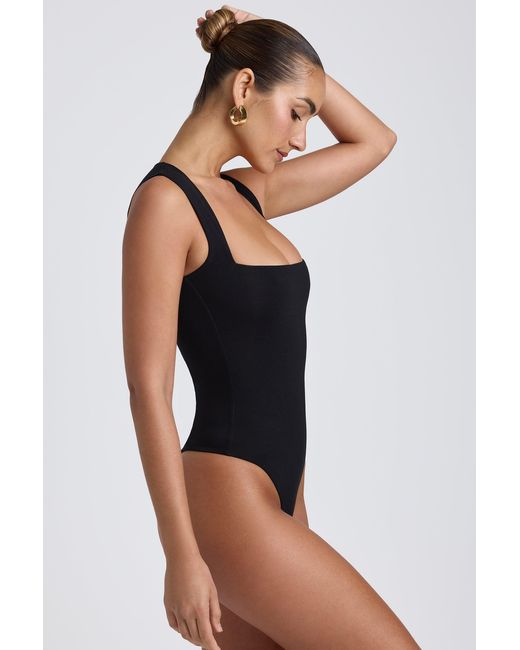 Oh Polly Black Modal Square-Neck Bodysuit