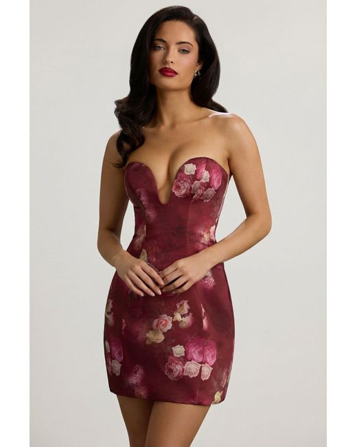 Oh Polly Multicolor Strapless Structured Tulip Mini Dress