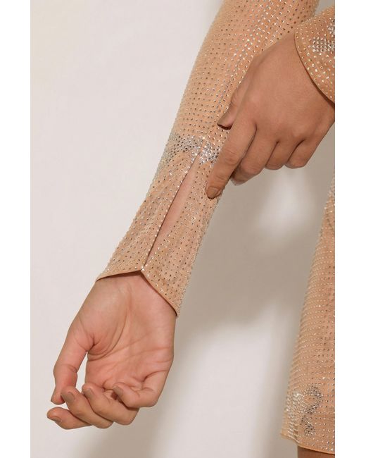 Oh Polly Natural Embellished Bow-Detail Top