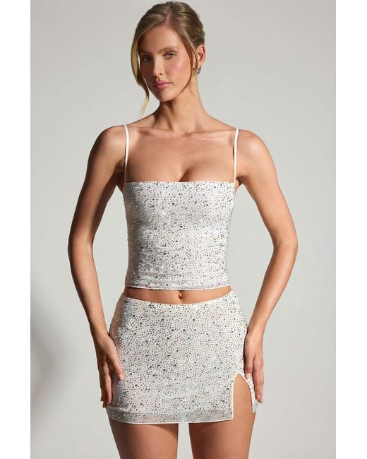 Oh Polly White Embellished Micro Mini Skirt