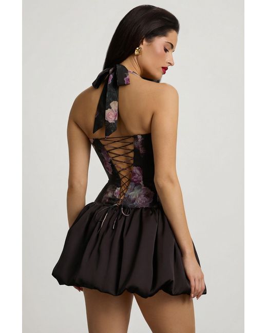 Oh Polly Multicolor Halterneck Lace-Up Bubble Hem Mini Dress