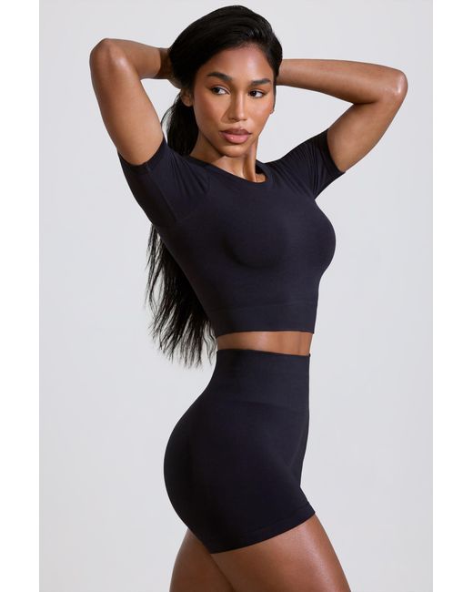 BO+TEE Black High Waist Define Luxe Mini Shorts