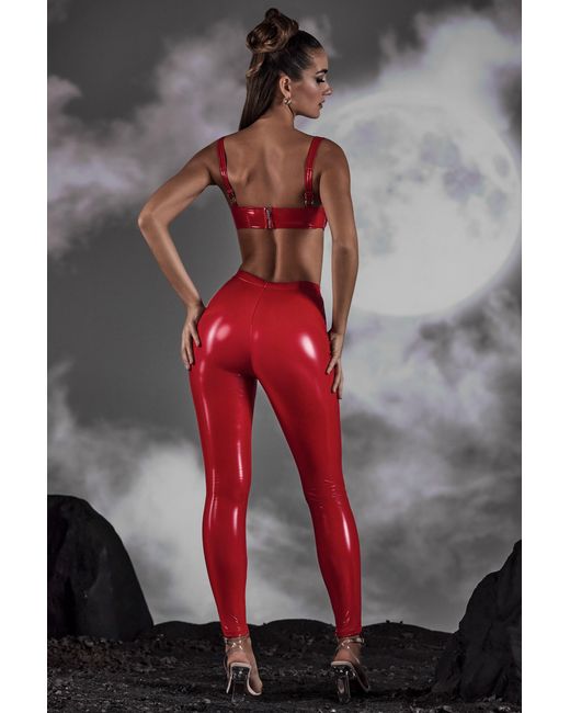 Oh Polly Red High Waist Vinyl Leggings