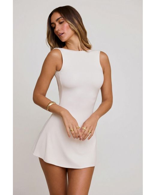 Oh Polly White High Neck Open Back Mini Dress
