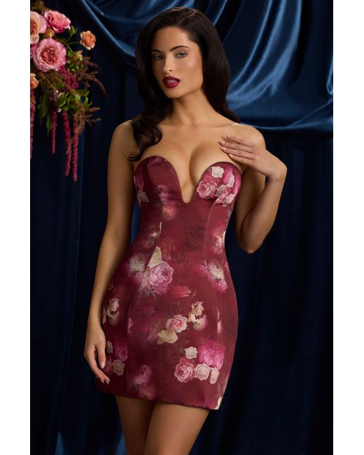 Oh Polly Multicolor Strapless Structured Tulip Mini Dress
