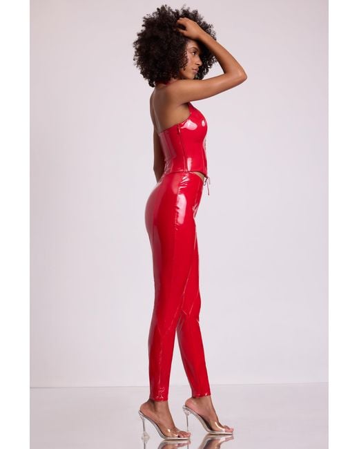 Oh Polly Red Vinyl High V-Waist Leggings
