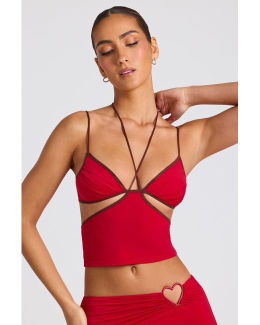 Oh Polly Red Contrast Binding Cami Top