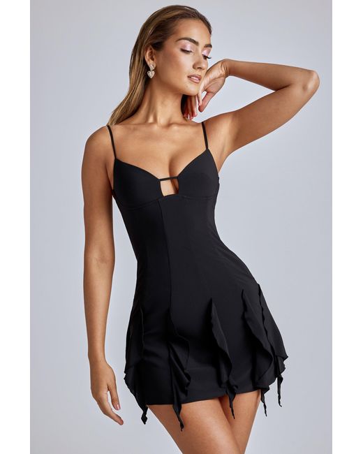 Oh Polly Black Ruffle A-Line Mini Dress