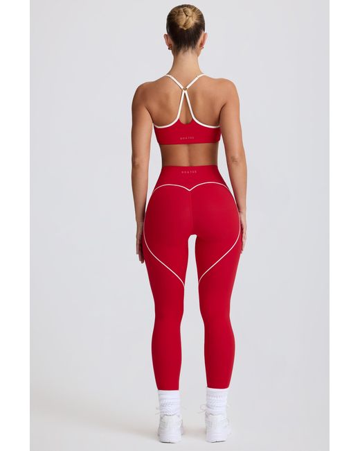 BO+TEE Red Soft Active Mid-Rise Leggings