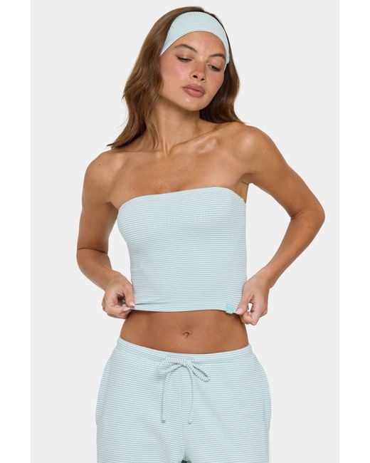 BO+TEE Green Ribbed Jersey Bandeau Top