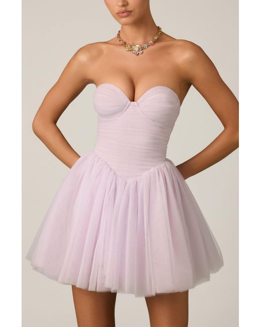 Oh Polly Purple Tulle Corset Mini Dress