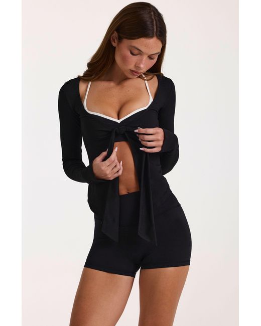 BO+TEE Black Buttercloud Tie-Front Top