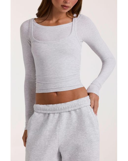 BO+TEE Gray Buttercloud Layered Top
