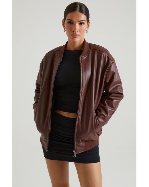 Oh Polly Brown Faux Leather Jacket