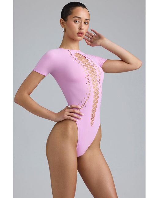 Oh Polly Pink Lace-Up Bodysuit