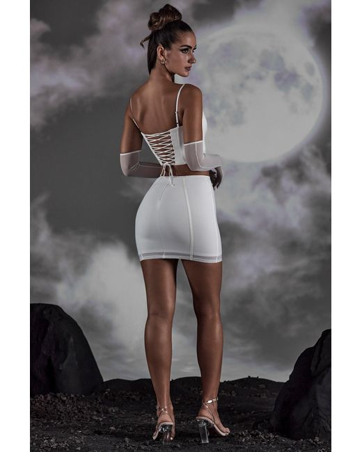 Oh Polly White Lace Up Mini Skirt