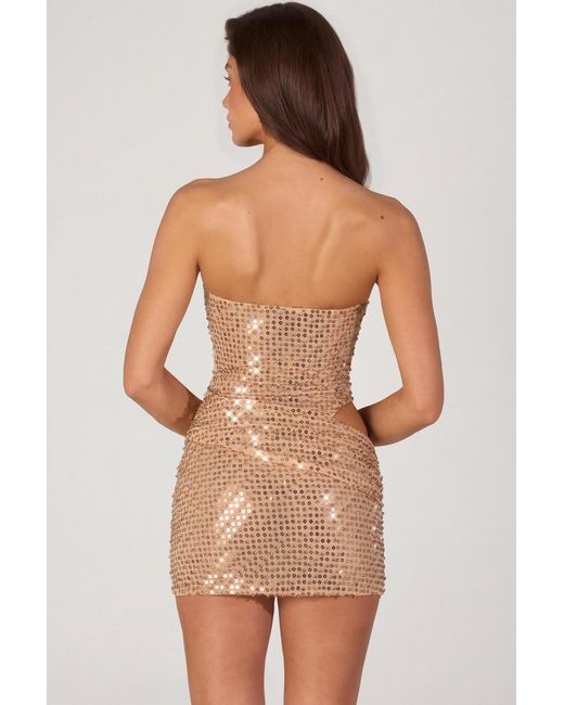 Oh Polly Metallic Embellished Cut-Out Mini Dress