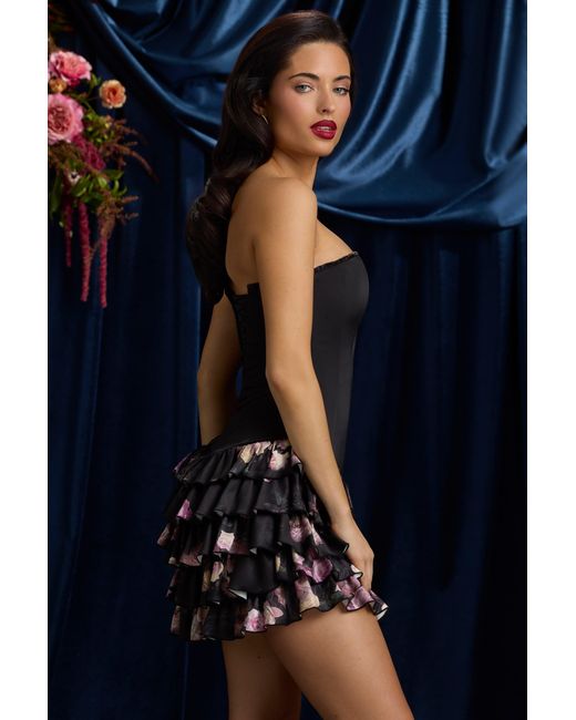 Oh Polly Multicolor Strapless Ruffled Tiered Corset Mini Dress