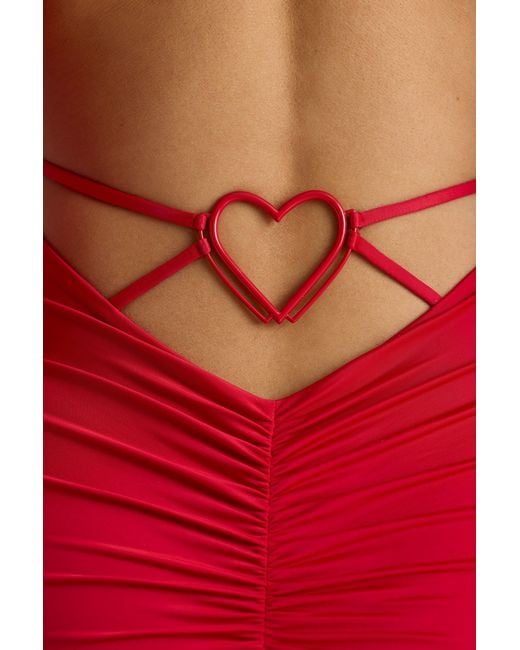 Oh Polly Red Long Sleeve Sweetheart Neckline Mini Dress
