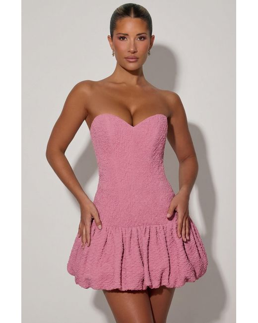 Oh Polly Pink Cut-Out Bubble Hem Corset Mini Dress