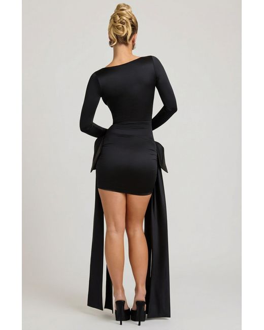 Oh Polly Black Bow-Detail Ruched Mini Dress