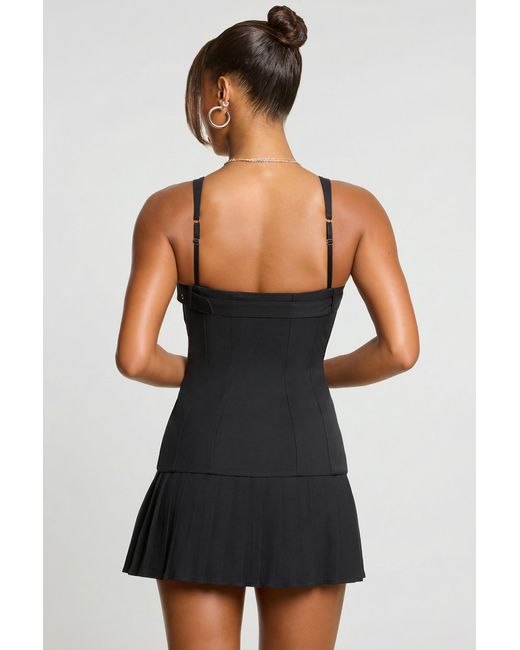 Oh Polly Black Brushed Twill Drop Waist Kilt Mini Dress