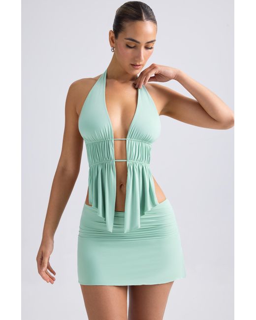 Oh Polly Green Draped A-Line Mini Skirt