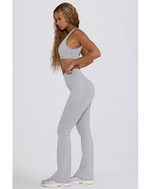 BO+TEE Gray Soft Active V-Waist Pocket Flared Leggings