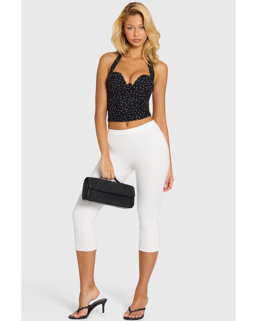 Women's White Ponte Capri Leggings