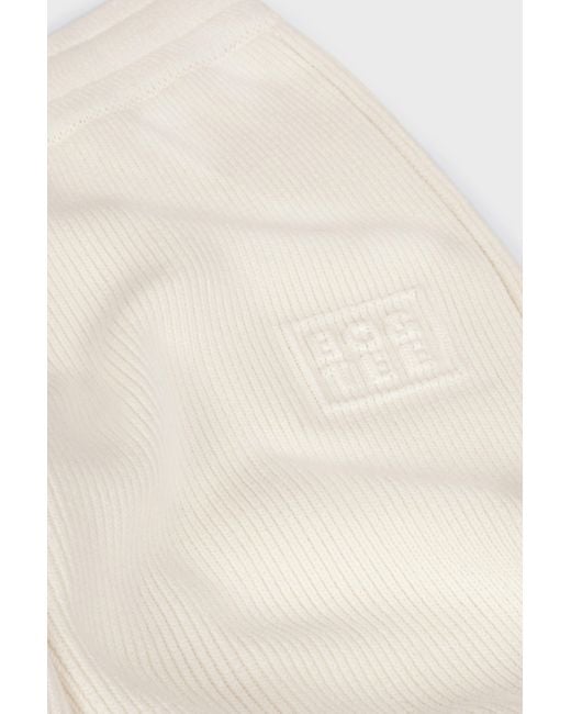 BO+TEE White Ribbed Knit Wide-Leg Joggers