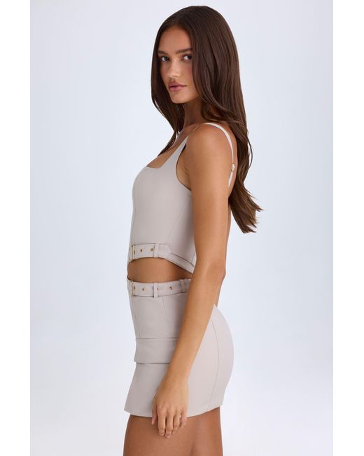 Oh Polly Brown Belted Cut-Out Mini Dress