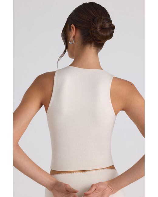 Oh Polly White Modal Bow-Detail Crop Top
