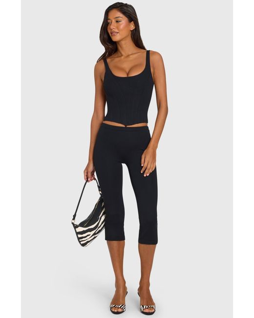 Oh Polly Black Ponte Capri Leggings