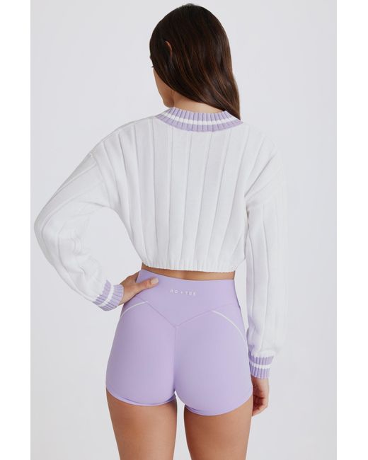 BO+TEE White Cable Knit Cotton Cropped Jumper