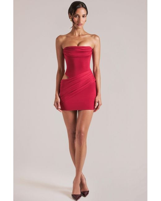 Oh Polly Red Bandeau Bodycon Mini Dress