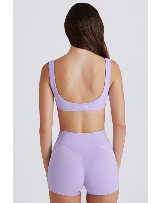 BO+TEE Purple Soft Active Twist-Front Mini Shorts