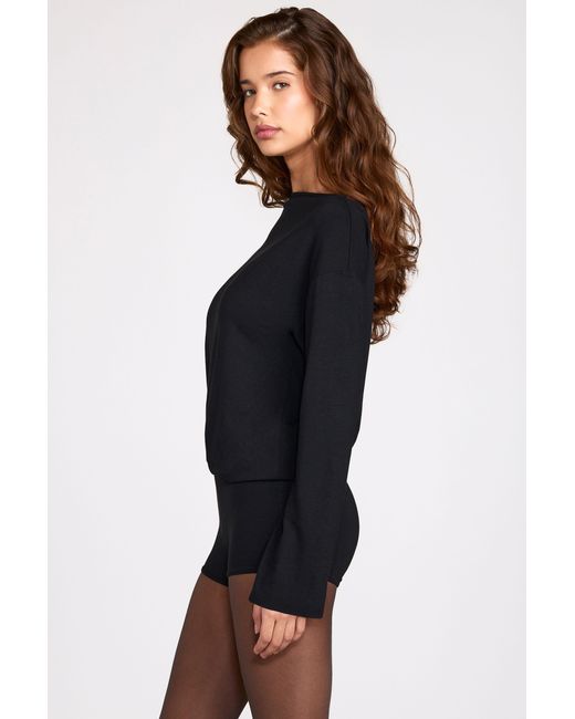 Oh Polly Black Modal Long-Sleeve Backless Romper