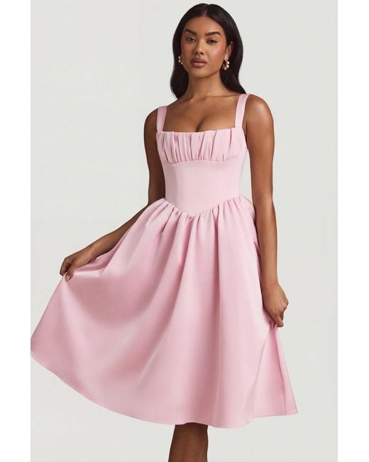 Oh Polly Pink Draped Corset Midaxi Dress