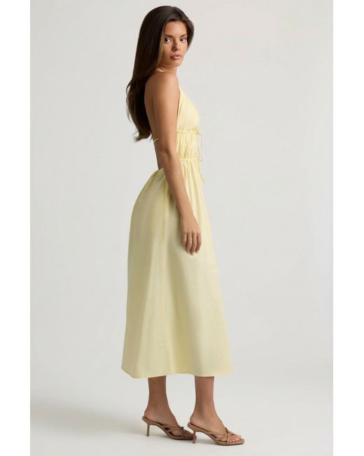 Oh Polly Yellow Backless Cotton-Poplin Midaxi Dress